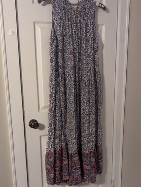 Women's Floral Maxi dress in Blue and Red
